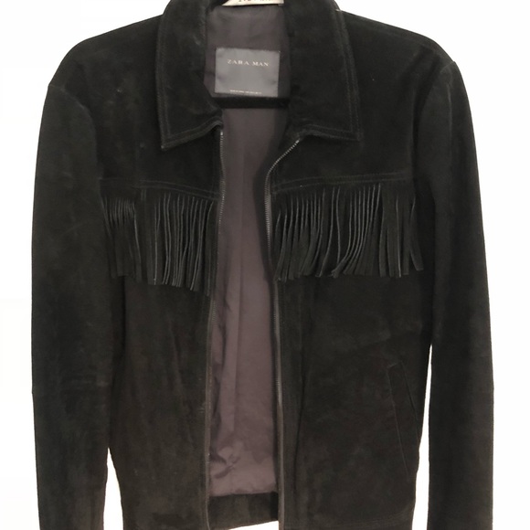 zara suede fringe jacket